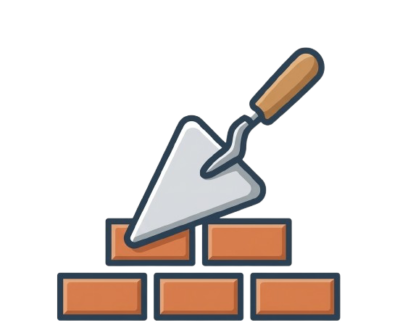 外壁補修工事のご案内(コテとレンガのアイコン